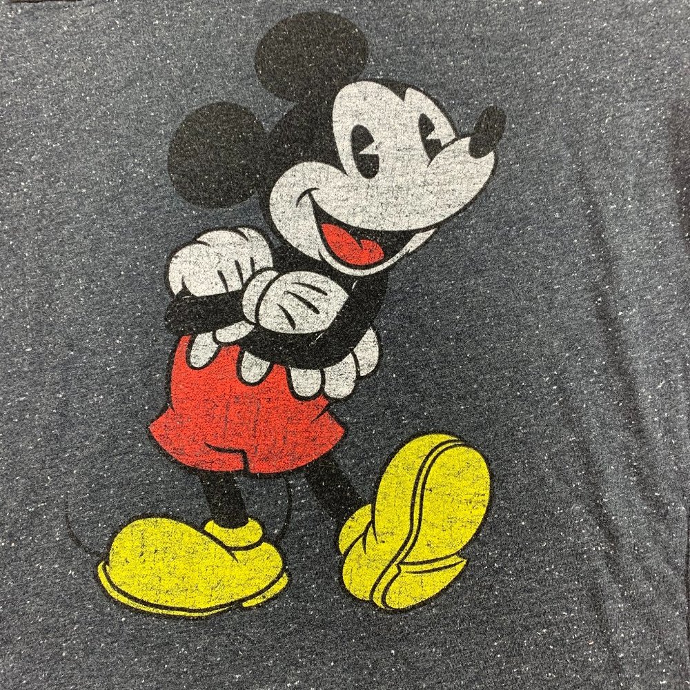 Retro Disney Mickey Mouse Long Sleeve Raglan Baseball Shirt Heather Blue Size Sm - Picture 3 of 4